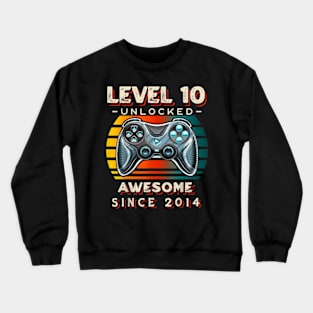 10th Birthday Gamer 10 Year Old Bday Boy Ten Son Crewneck Sweatshirt